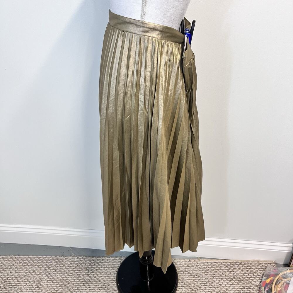 Ann Taylor Skirt size 14 Gold Shimmery Pleated Wedding Evening Cocktail Modest - Picture 6 of 10